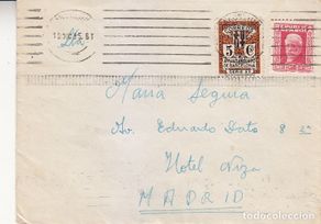 Timbres: FRANQUEO AYUNTAMIENTO DE BARCELONA CARTA CIRCULADA 1935 DE BARCELONA A MADRID LLEGADA ERROR AÑO. MPM